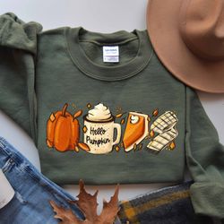 hello pumpkin sweatshirt, thanksgiving gift, pumpkin sweater, autumn gift, fall clothing,autumn sweatshirt,thanksgiving