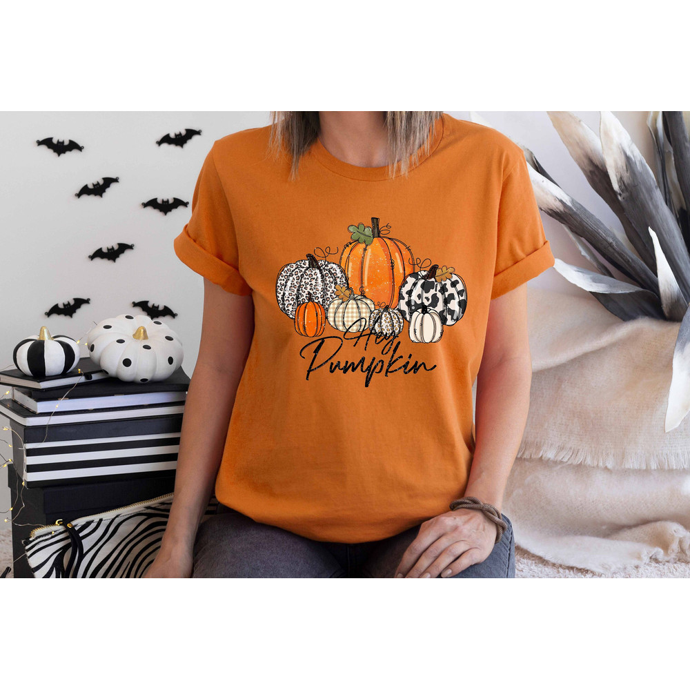 Hey Pumpkin, Hello Pumpkin, Fall Shirt, Pumpkin Shirt, Fall Women, Fall Tshirts, Retro Shirt, Thanksgiving Shirts, Leopard Pumpkin - 1.jpg