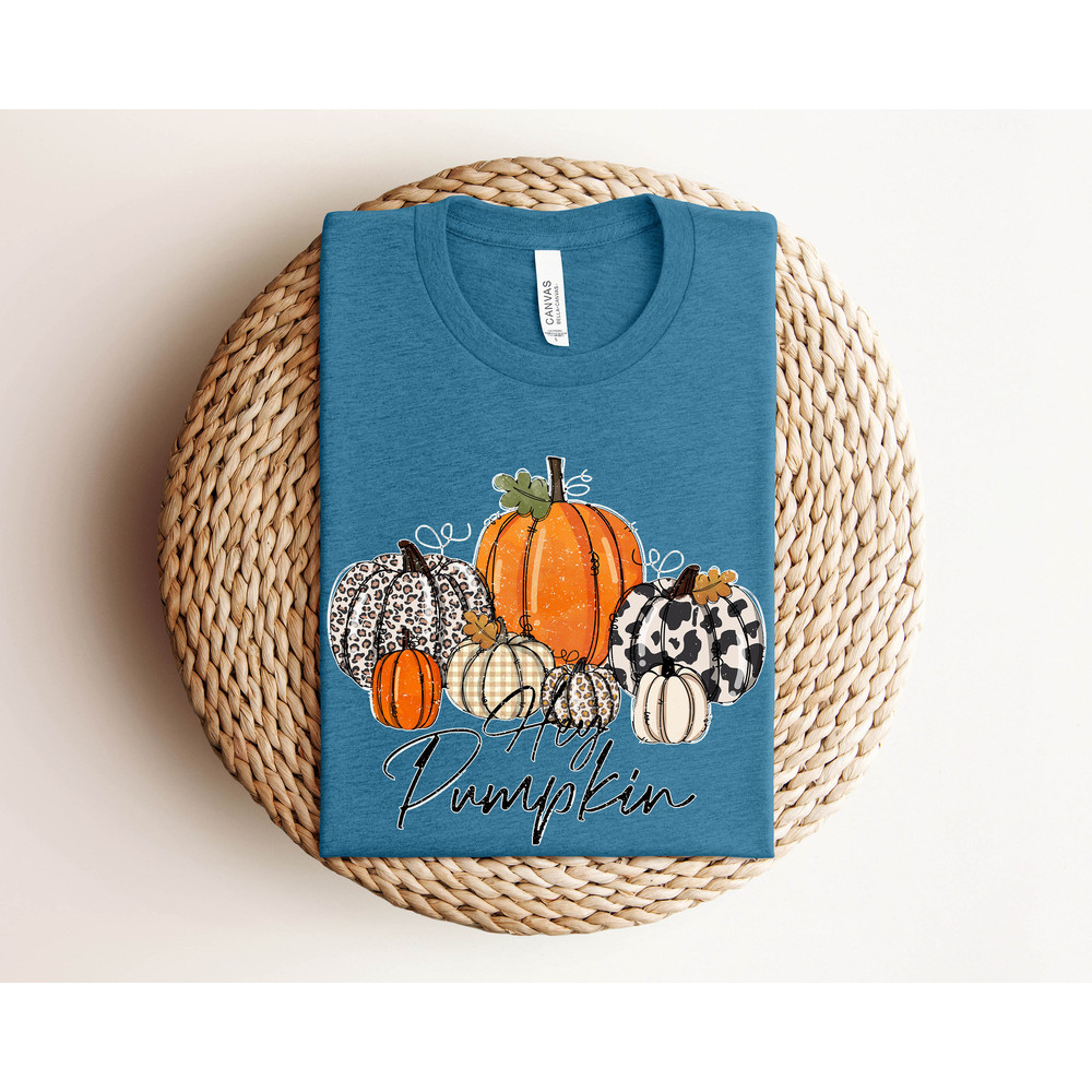 Hey Pumpkin, Hello Pumpkin, Fall Shirt, Pumpkin Shirt, Fall Women, Fall Tshirts, Retro Shirt, Thanksgiving Shirts, Leopard Pumpkin - 5.jpg