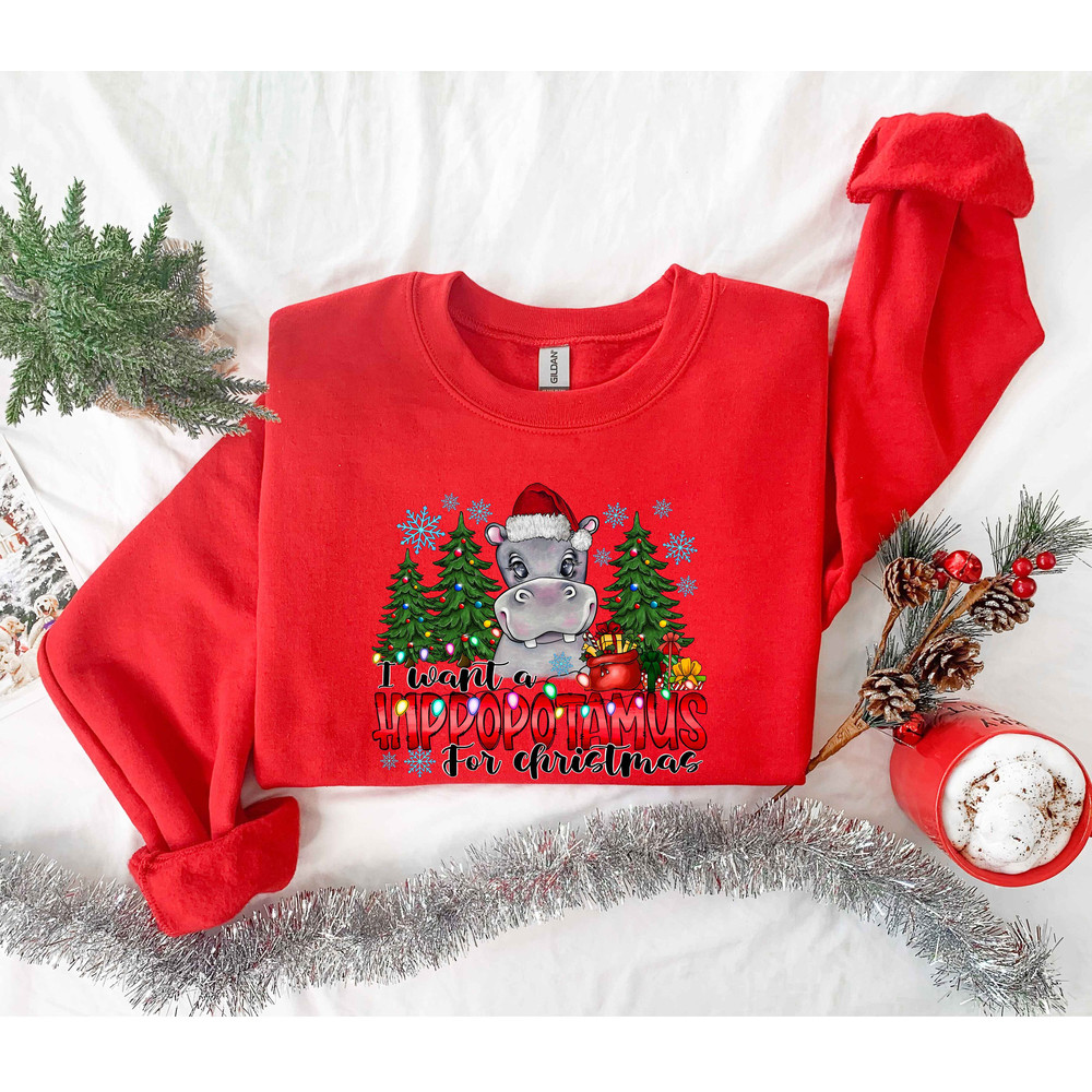 I Want a Hippopotamus for Christmas Shirt, Hippo Shirt, Christmas Hippo Shirt, Christmas Hippo Sweatshirt, Hippo Family Matching Shirt - 5.jpg