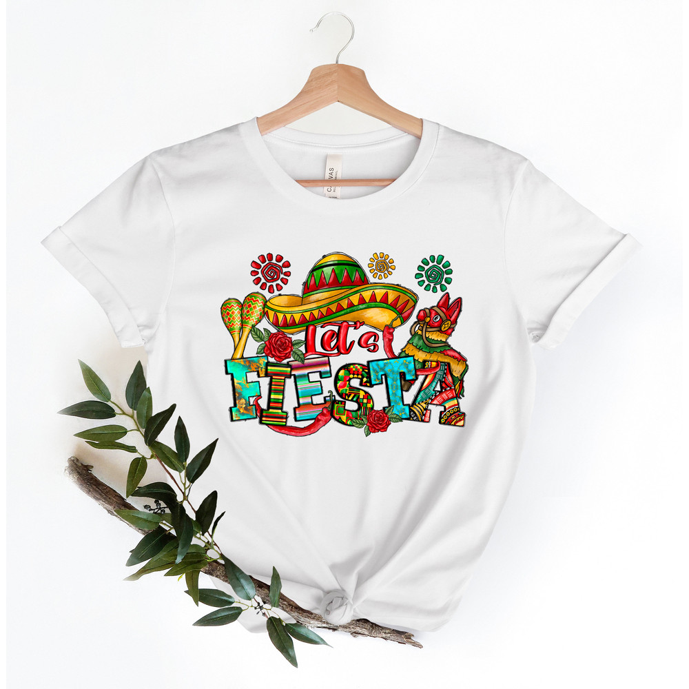 Let's Fiesta Shirt, Mexican Maracas, Sombrero Shirt, Cinco De Mayo Shirt, Bachelorette Shirt, Fiesta Shirt, Mexican Shirt, Vacation Tee - 2.jpg