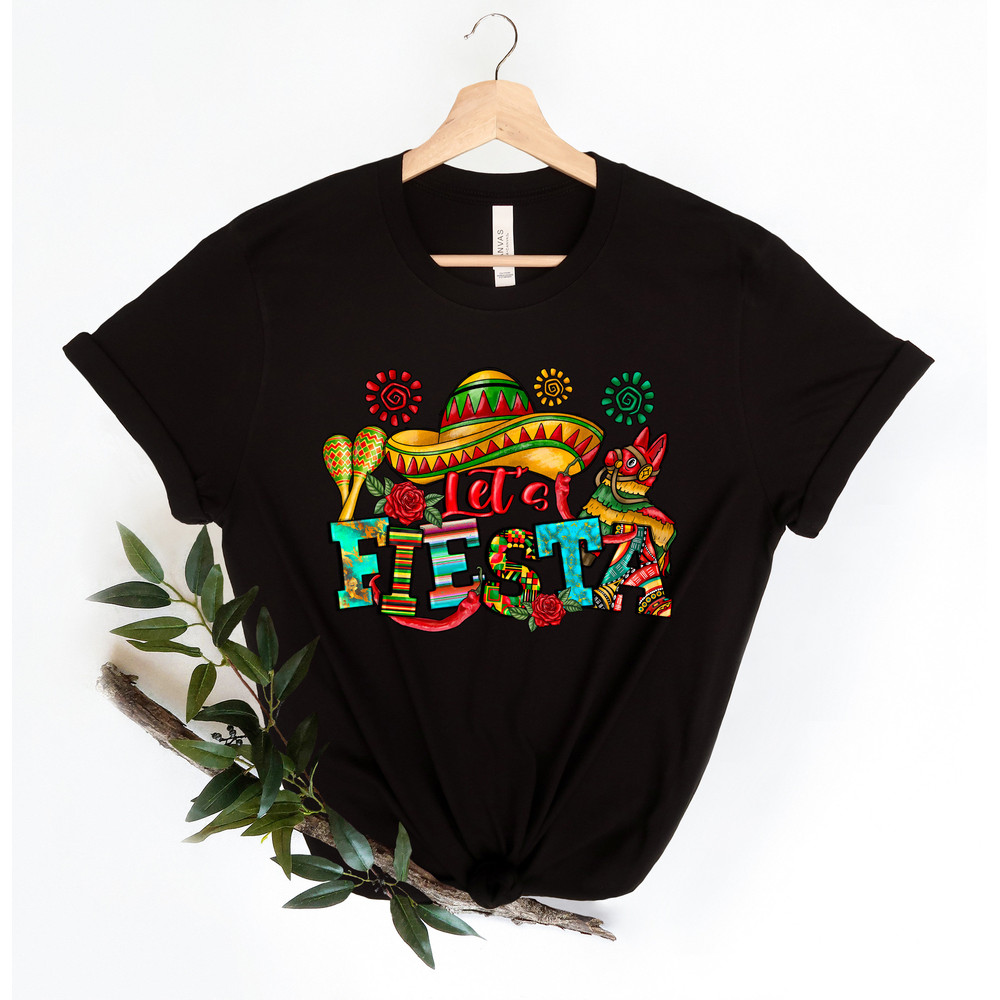 Let's Fiesta Shirt, Mexican Maracas, Sombrero Shirt, Cinco De Mayo Shirt, Bachelorette Shirt, Fiesta Shirt, Mexican Shirt, Vacation Tee - 3.jpg