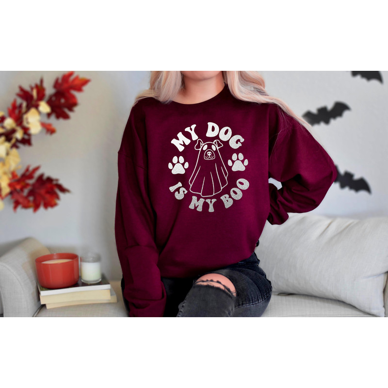 My Dog is My Boo Sweatshirt,Cute Halloween Sweatshirt,Spooky Dog Shirt,Spooky Pumpkin Tee,Ghost Dog Shirt,Dog Mom Shirt,Halloween Dog Tee - 5.jpg
