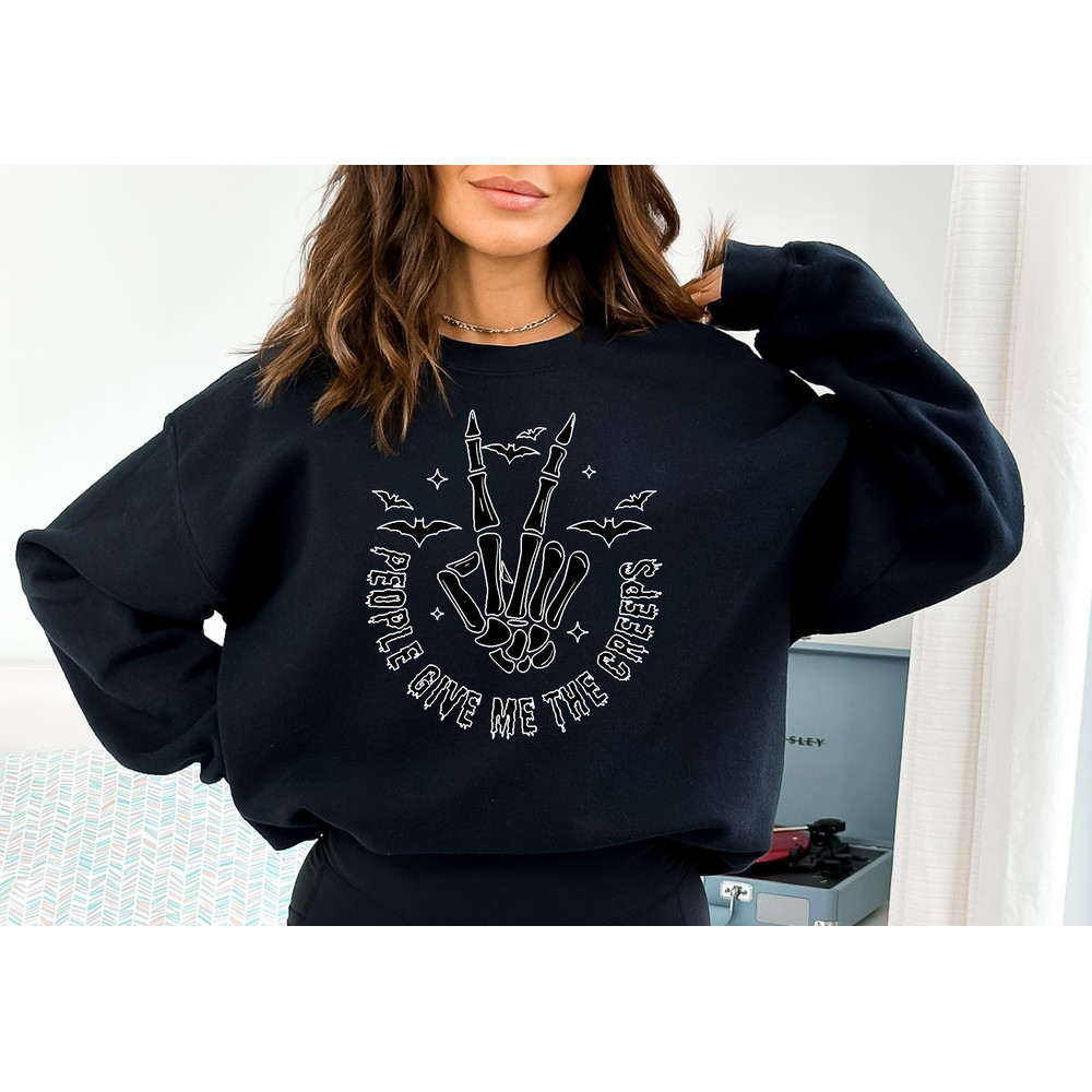 People Give Me The Creeps Sweatshirt and Hoodie, Halloween Shirt, Horror Shirt, Horror Gift for Men, Skeleton Hand Tee, Spooky Season - 3.jpg