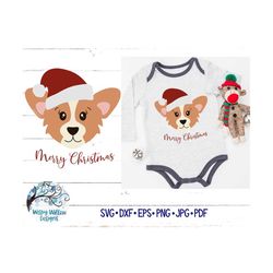 Santa Corgi SVG, DXF, jpg, png, Christmas Dog, Santa Dog, Christmas Corgi, Dog with Santa Hat, Merry Christmas Dog, Chri