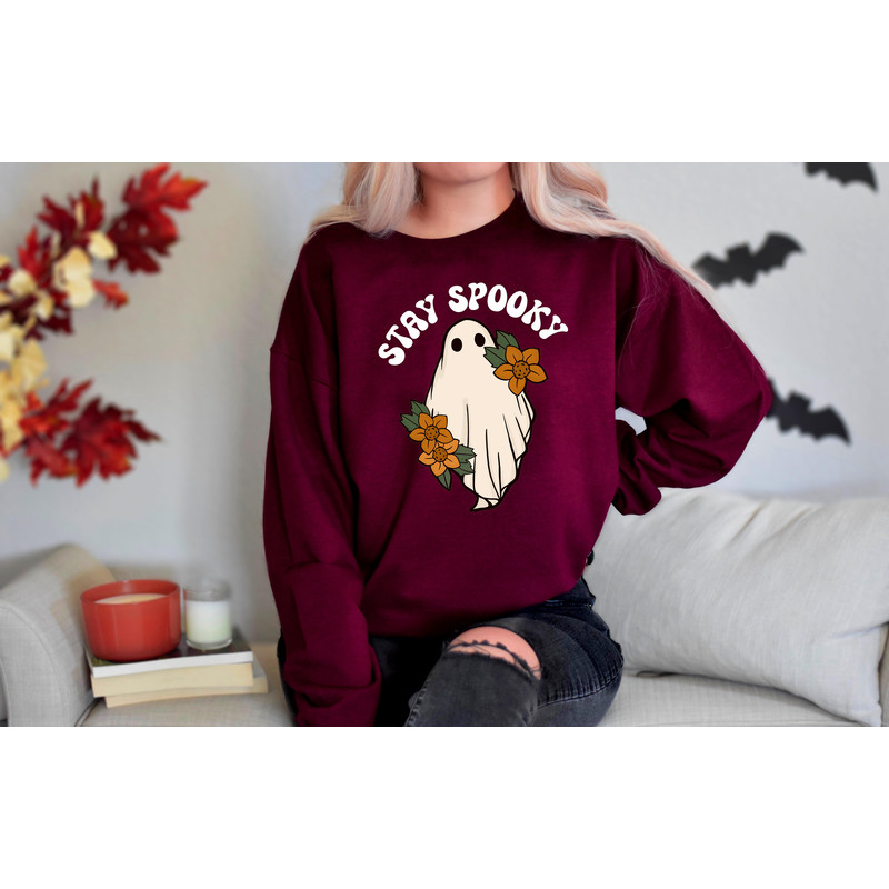 Stay Spooky Sweatshirt, Halloween Sweatshirt, Halloween Gift Hoodie, Womens Halloween Sweatshirt, Spooky Season Shirt, Ghost Halloween - 2.jpg
