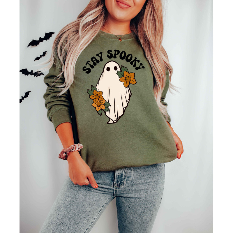 Stay Spooky Sweatshirt, Halloween Sweatshirt, Halloween Gift Hoodie, Womens Halloween Sweatshirt, Spooky Season Shirt, Ghost Halloween - 4.jpg