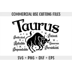 Taurus SVG, Zodiac SVG, Zodiac Signs Clipart SVG, Gift For Taurus Png, Horoscope Gift Svg Cricut Cut Files, Silhouette C