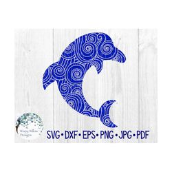 Dolphin Mandala SVG, Dolphin Zentangle SVG, Mandala Dolphin, Zentangle Dolphin, Vinyl Decal File for Cricut, Mandala Ani