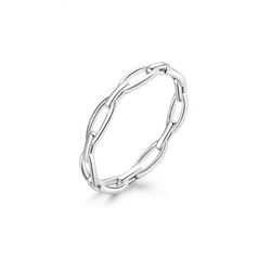 Silver geometric chain ring, Size  6 - 8 US, Cute dainity jewelry, Unusual engagement rings