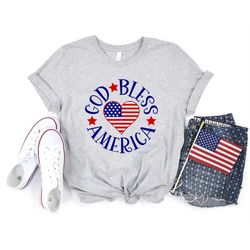 god bless usa,usa flag heart shirt, 4th of july independence day shirt, funny unisex custom shirt
