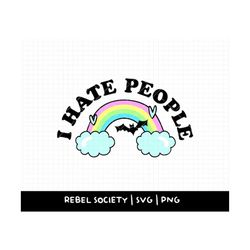 svg - png i hate people pastel goth emo selectively social introvert rainbow bat cut file cricut socially selective anti