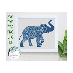 Elephant Mandala SVG, Elephant DXF, png, eps, Digital Download File, Elephant SVG,  Boho, Hippie, Cricut, Silhouette, Cu