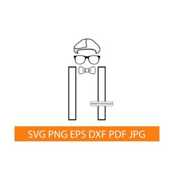 Newsboy Hat SVG, Suspenders SVG, Glasses SVG, Bow Tie Svg, Clipart, Files For Cricut, Cut Files For Silhouette, Dxf, Png