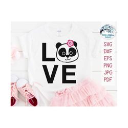 Love Panda SVG, Girl Panda SVG, Love Shirt Design, Cute Panda SVG, Girl Panda, Panda with Flower Svg, Panda Shirt Design