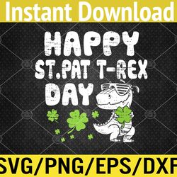happy st pat trex day dino st patricks day toddler boys svg, eps, png, dxf, digital download