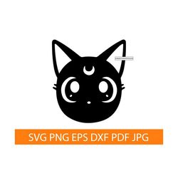 black cat svg png dxf, halloween cute cat svg, moon cat svg, black cat clipart, black cat files for cricut, cut files fo