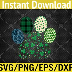 irish cute dog paw clovers st patrick's day lucky shamrock svg, eps, png, dxf, digital download