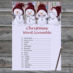 Christmas party games,Christmas Word Scramble Game Printable,Snowman Christmas Trivia Game Cards