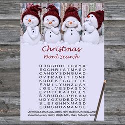 Christmas party games,Christmas Word Search Game Printable,Snowman Christmas Trivia Game Cards