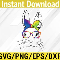cute bunny face tie dye glasses easter day svg, eps, png, dxf, digital download