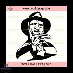 freddy krueger svg cut file, horror movie characters svg, horror freddy krueger svg, svg cricut, silhouette svg files, c