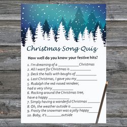 Christmas party games,Christmas Song Trivia Game Printable,Christmas LandscapeTrivia Game Cards