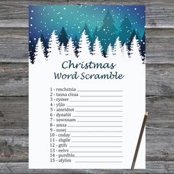 Christmas party games,Christmas Word Scramble Game Printable,Christmas LandscapeTrivia Game Cards