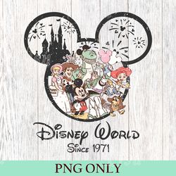 vintage walt disney world est 1971 png, mickey and friend png, disneyworld est 1971 png, disney world family png 300dpi