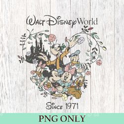 walt disney world est 1971 floral png, mickey and friend png, disneyworld est 1971 png, disney family png, disney studio