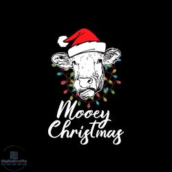 mooey christmas funny heifer cow wearing santa hat svg, christmas
