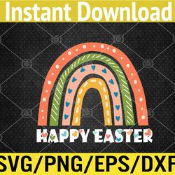 happy easter rainbow bunny egg easter day cute svg, eps, png, dxf, digital download
