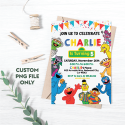 Personalized File Birthday Invitation | Sesame Street Birthday Invitations, Sesame Street png | For Boy | PNG File Only