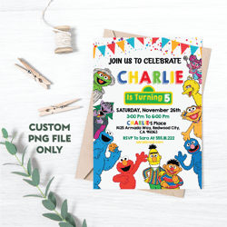 personalized file birthday invitation | sesame street birthday invitations, sesame street png | for boy | png file only