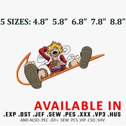 luffy nika god embroidery design, one piece embroidery, nike design, anime shirt, embroidered shirt, digital download