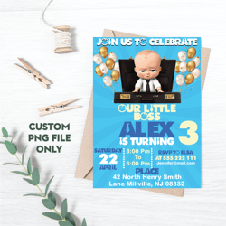 personalized file editable baby boss boy birthday invitation | boss baby party invitation | printable | png file only
