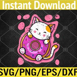 cute kawaii cat donut japanese anime women or girls doughnut svg, eps, png, dxf, digital download