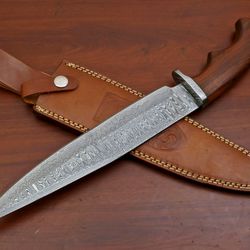 custom forged handmade damascus blade 15" bowie hunting camping knife