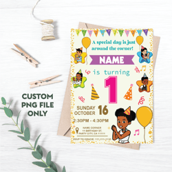 personalized file kids digital birthday invitation, gracies corner party invitation, gracie's corner | png file only