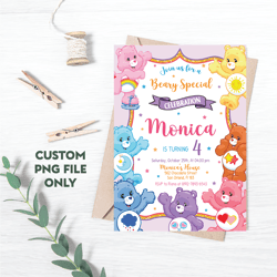 Personalized File Care Bear Invitation Birthday Party Invitation, Bears Invitation Digital Invitation | PNG File Only