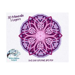 3D Mandala SVG, Flower Mandala Svg, Cardstock Mandala Svg, 3D Mandala, Layered Mandala Svg, 3D Flowers, Papercut Mandala