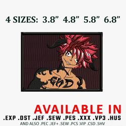 natsu dragneel embroidery design, fairy tail embroidery, anime design, anime shirt, embroidered shirt, digital download