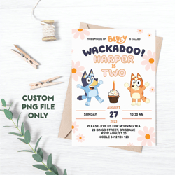 personalized file bluey birthday party invitation | bluey & bingo | editable kids party invite | png file only