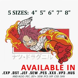 natsu frame embroidery design, fairy tail embroidery, anime design, anime shirt, embroidered shirt, digital download