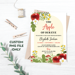 personalized file apple of my eye baby shower invitation, apple baby shower invitation fall baby shower | png file only