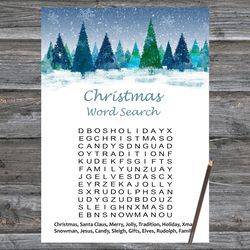 Christmas party games,Christmas Word Search Game Printable,Winter forest Christmas Trivia Game Cards