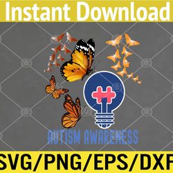 blue butterflies for autism awareness svg, eps, png, dxf, digital download