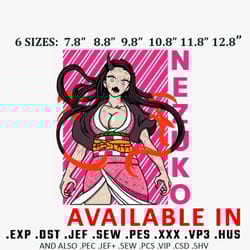 nezuko angry embroidery design, demon slayer embroidery, anime design, anime shirt, embroidered shirt, digital download