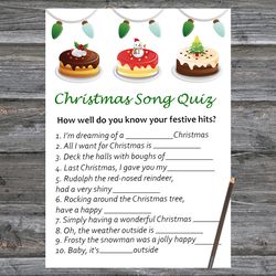 Christmas party games,Christmas Song Trivia Game Printable,Cake Christmas Trivia Game Cards