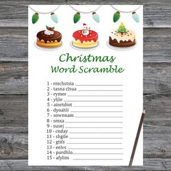 Christmas party games,Christmas Word Scramble Game Printable,Cake Christmas Trivia Game Cards